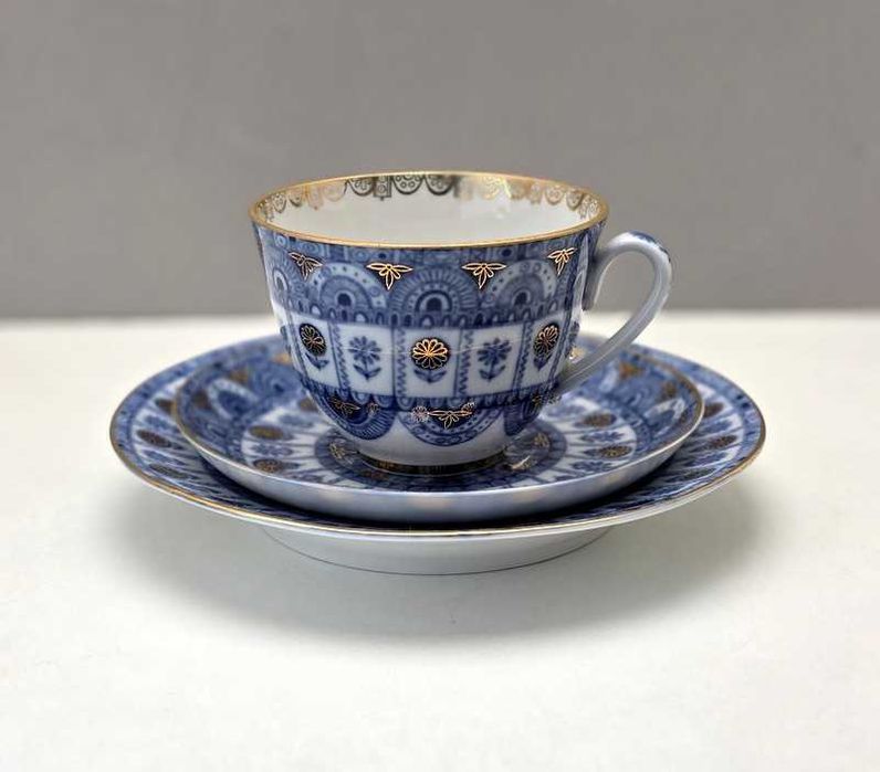Łomonosow zestaw porcelanowy trio śniadaniowe - lata 70-te