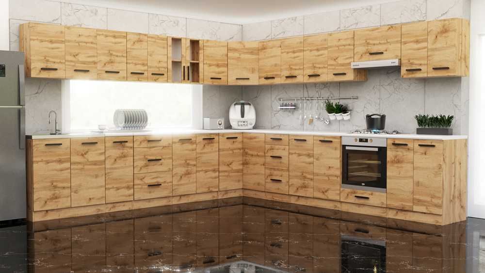 Kuchnia Duża Modułowa Rossa 6.8m Nowoczesny Zestaw Z Blatem Pojemny