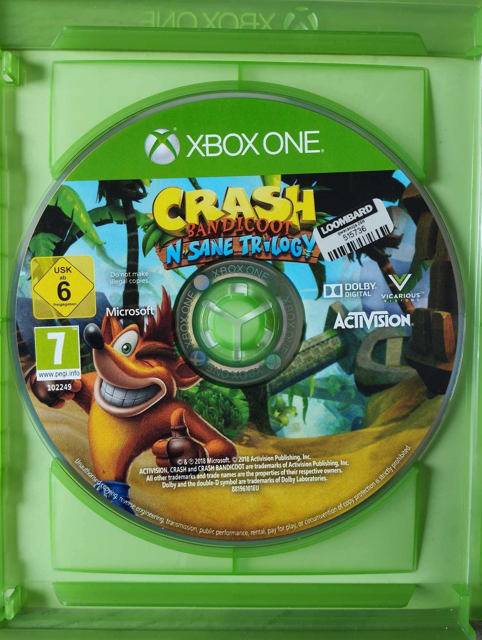 Gra Crash Bandicoot N Sane Trilogy Xbox One Xbox Series X / S