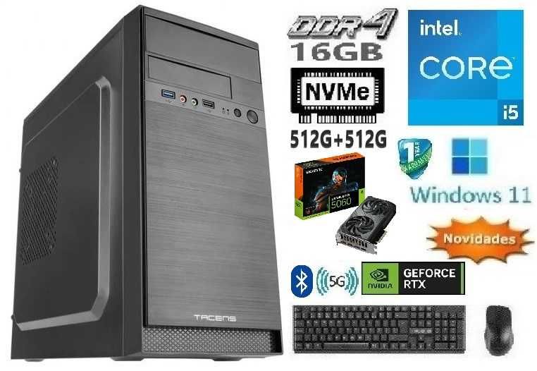 Pç GAMER 11ªG|i5-11400F-4.4G|16G|NVMe512G+SSD512G|RTX5060-8G|5G+BT|W11