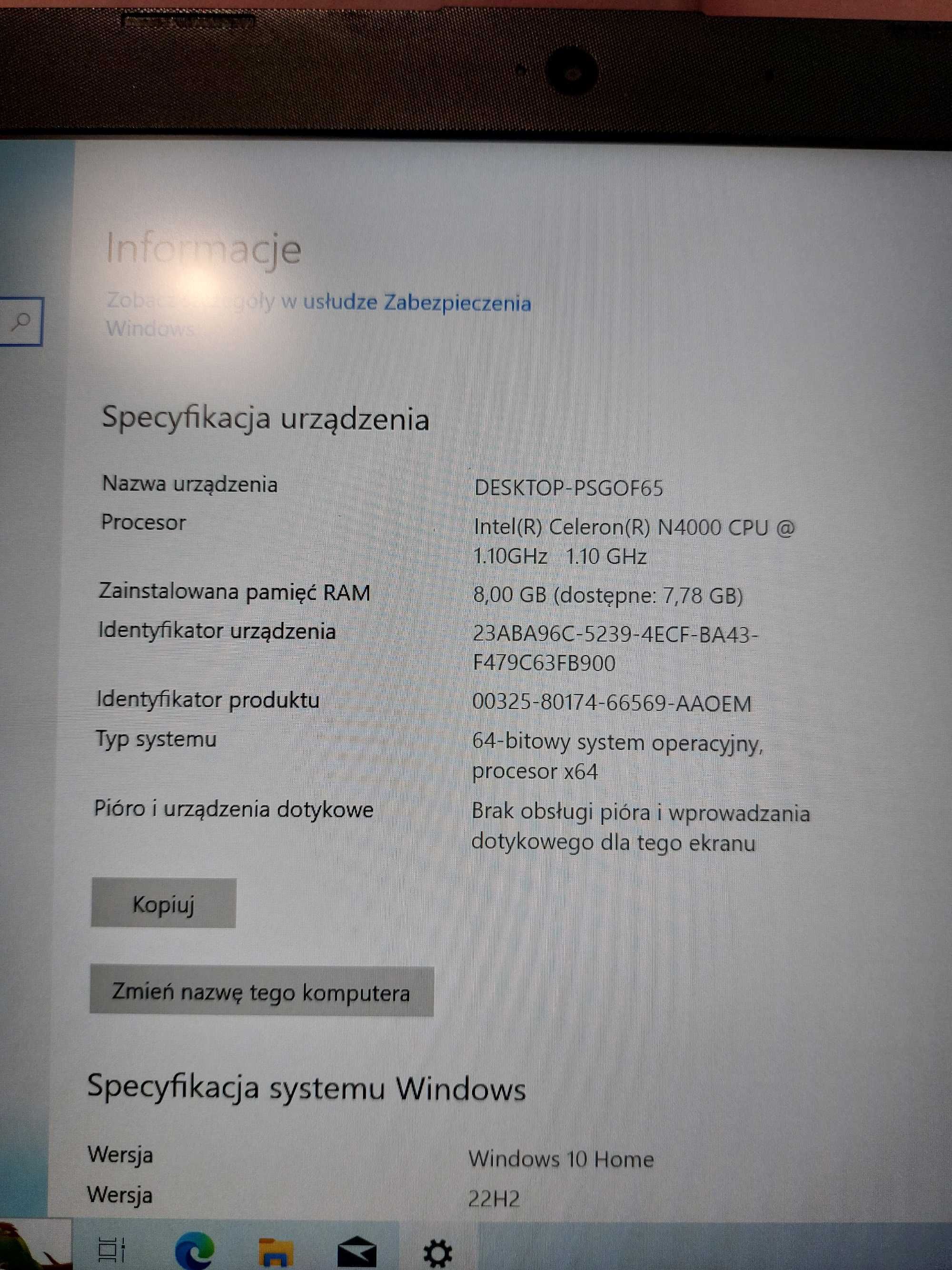 Laptop Hp 14 CK full hd ips bateria 100 procent sprawności