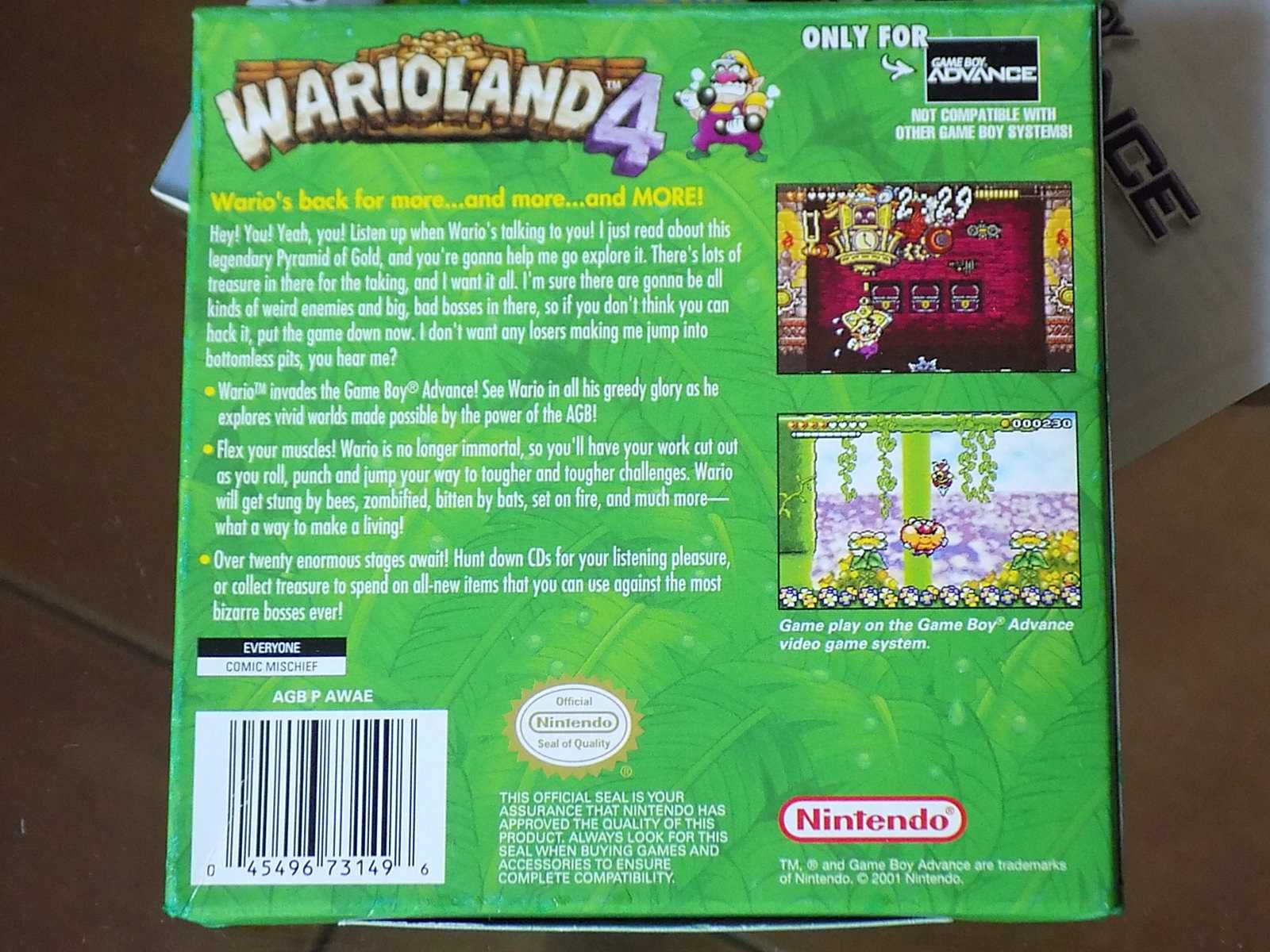 Wario Land 4 na Nintendo Game Boy Advance, GBA SP, Micro, NDS, box3xA!