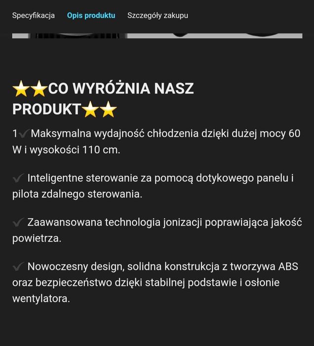 Wentylator kolumnowy Acum 110 czarny