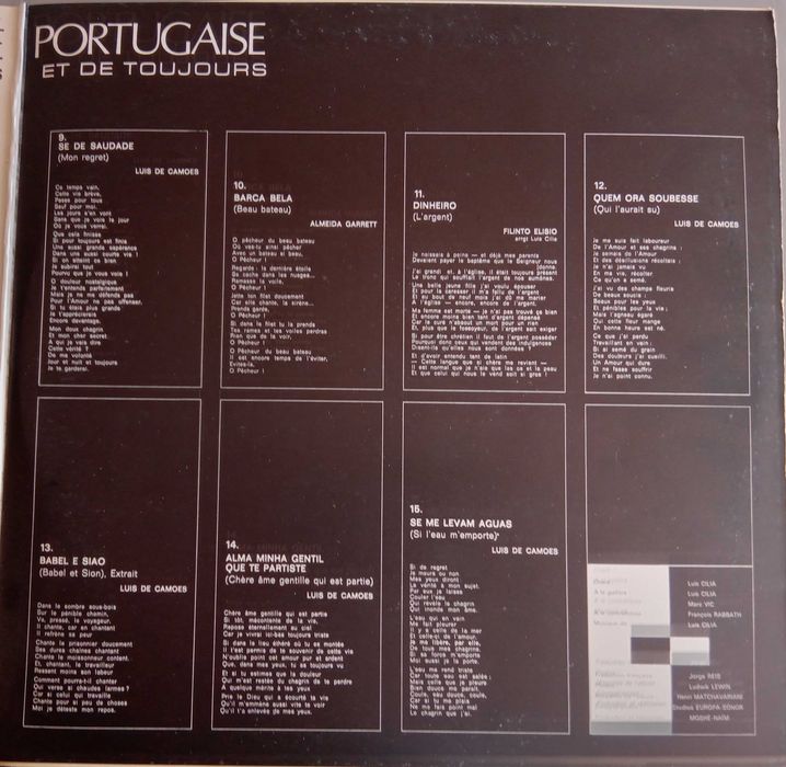 Luís Cília	- - - - -	La Poésie Portugaise de Nos Jours et ... - 1	- LP