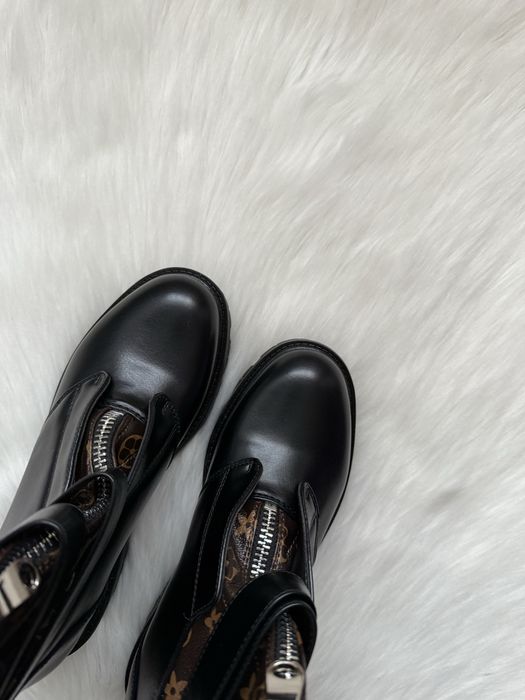 Czarne botki z brązową wstawką LV eko skóra 39