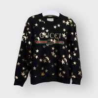 Bluza Gucci Belt Logo czarna gwiazdy i księżyce