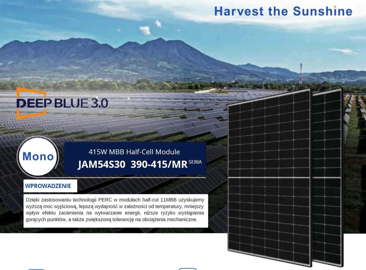 Panel Fotowoltaiczny Moduł PV 415W JA Solar Czarna rama Dostawa 50km
