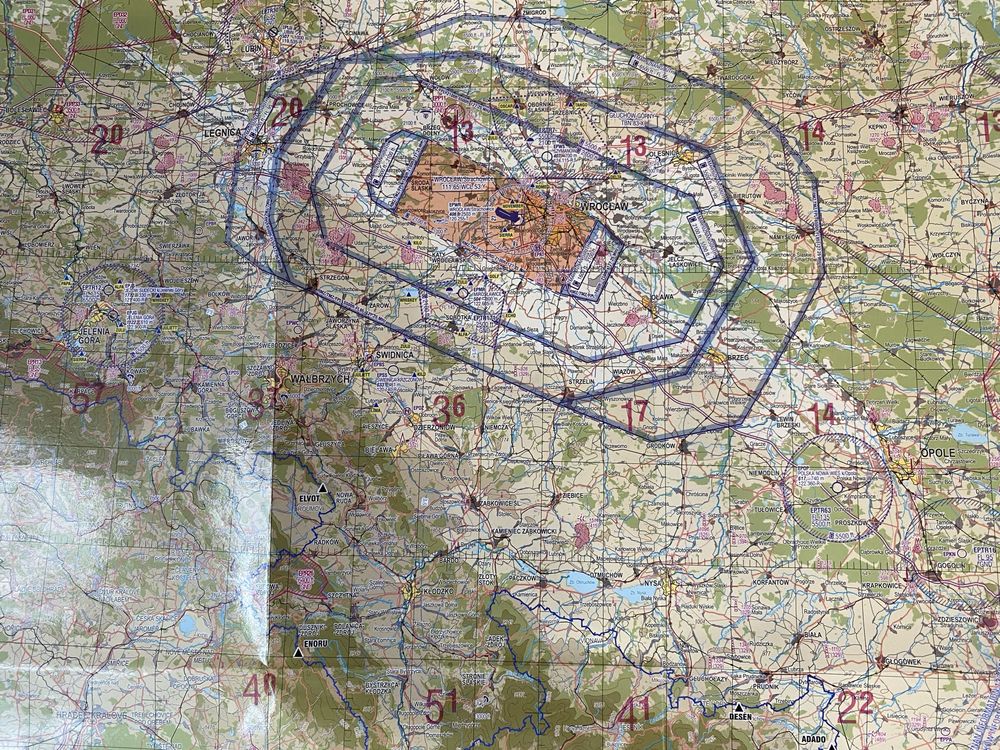 Mapa lotnicza VFR Wroclaw laminowana 2023 rok