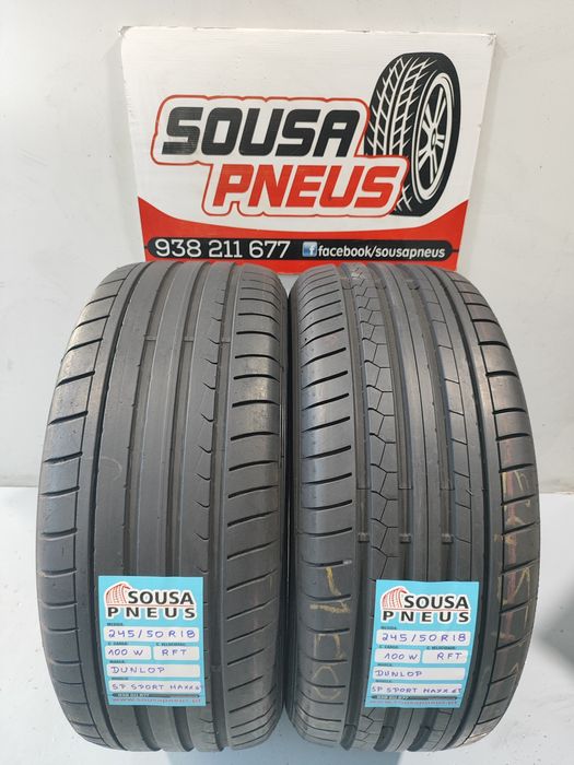 2 pneus semi novos 245-50R18 Dunlop RFT - Oferta dos Portes