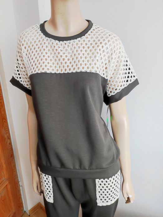 Damski komplet bluzka krótki rękaw plus spodnie