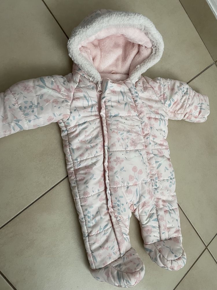 Newborn zimowy kombinezon w kwiaty floral falbana 50/56