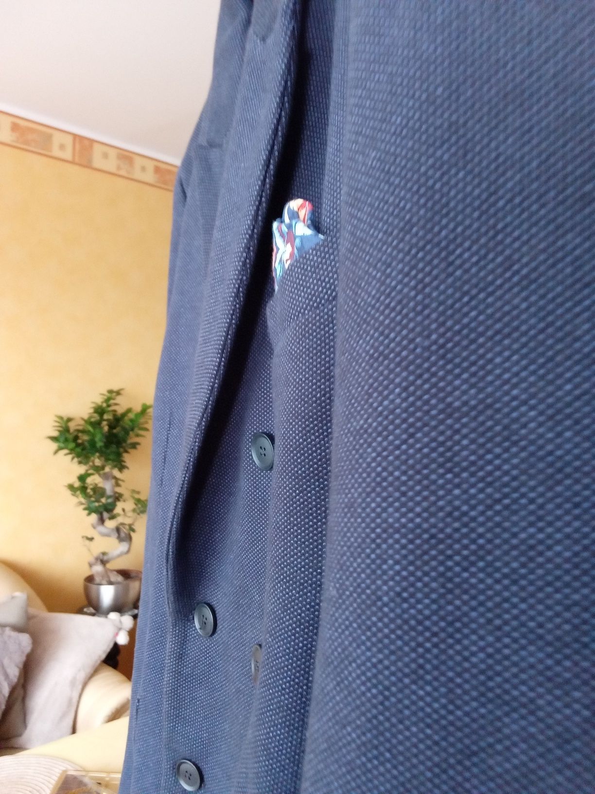 Marynarka Granatowa z poszetką. M. Zara