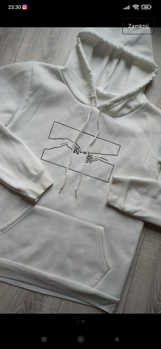 bluza z kapturem hoodie z kieszenią kangurek z nadrukiem