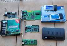 Kolekcja 7 kart sieciowych PCI, PCMCIA lata 90/2k