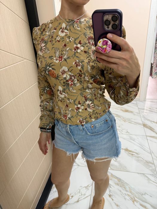 Блуза вінтажна з шовку 100% Xs