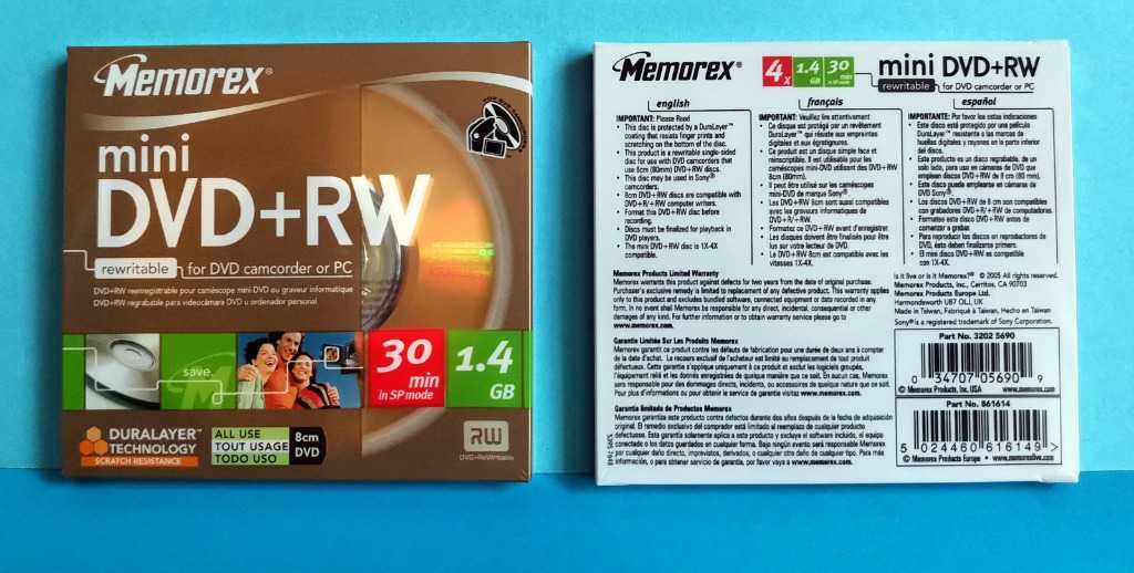 Płyta mini DVD+RW Memorex 1,4GB (2 szt.)