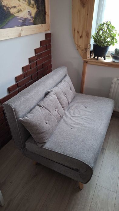 Stan Idealny - LAVILLA Sofa 2-osobowa Szara rozkładana z funkcją snu