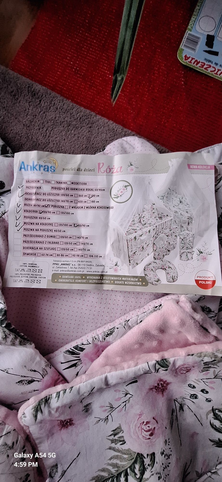 Komplet pościeli bawełnianej Ankras róża