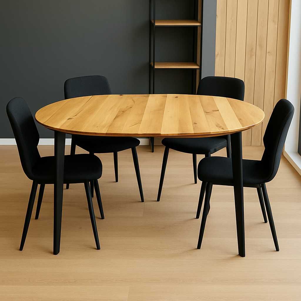 Stół Dębowy Okrągły LOFT, 100% Lite Drewno, Różne Wymiary, Rozkładany.