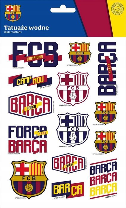 Tatuaże wodne FC Barcelona zmywalne Piłka nożna