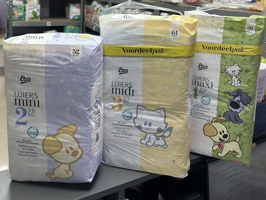 підгузки памперси Etos розмір 2,3,4. Пакунок Малюка