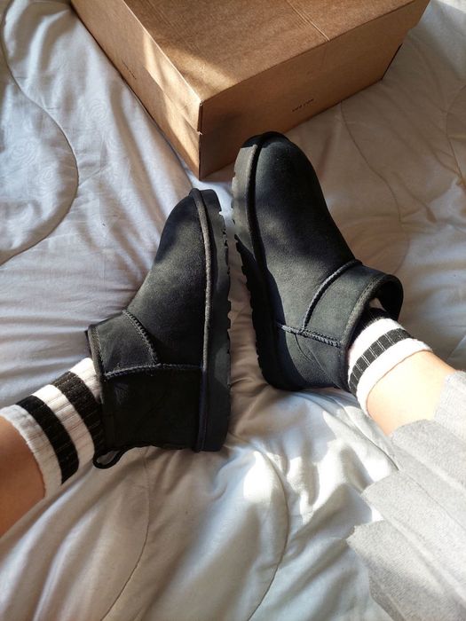 Угги Мужские UGG Ultra Mini Black (Замша)