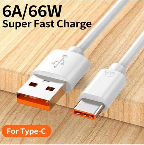 Kabel USB-C 6A 66W do Ładowania HUAWEI SuperCharge - biały | 1m!