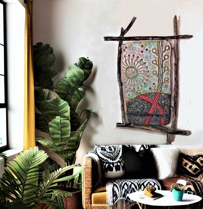 Настенное панно из прессованной массы папье-маше ручной работы