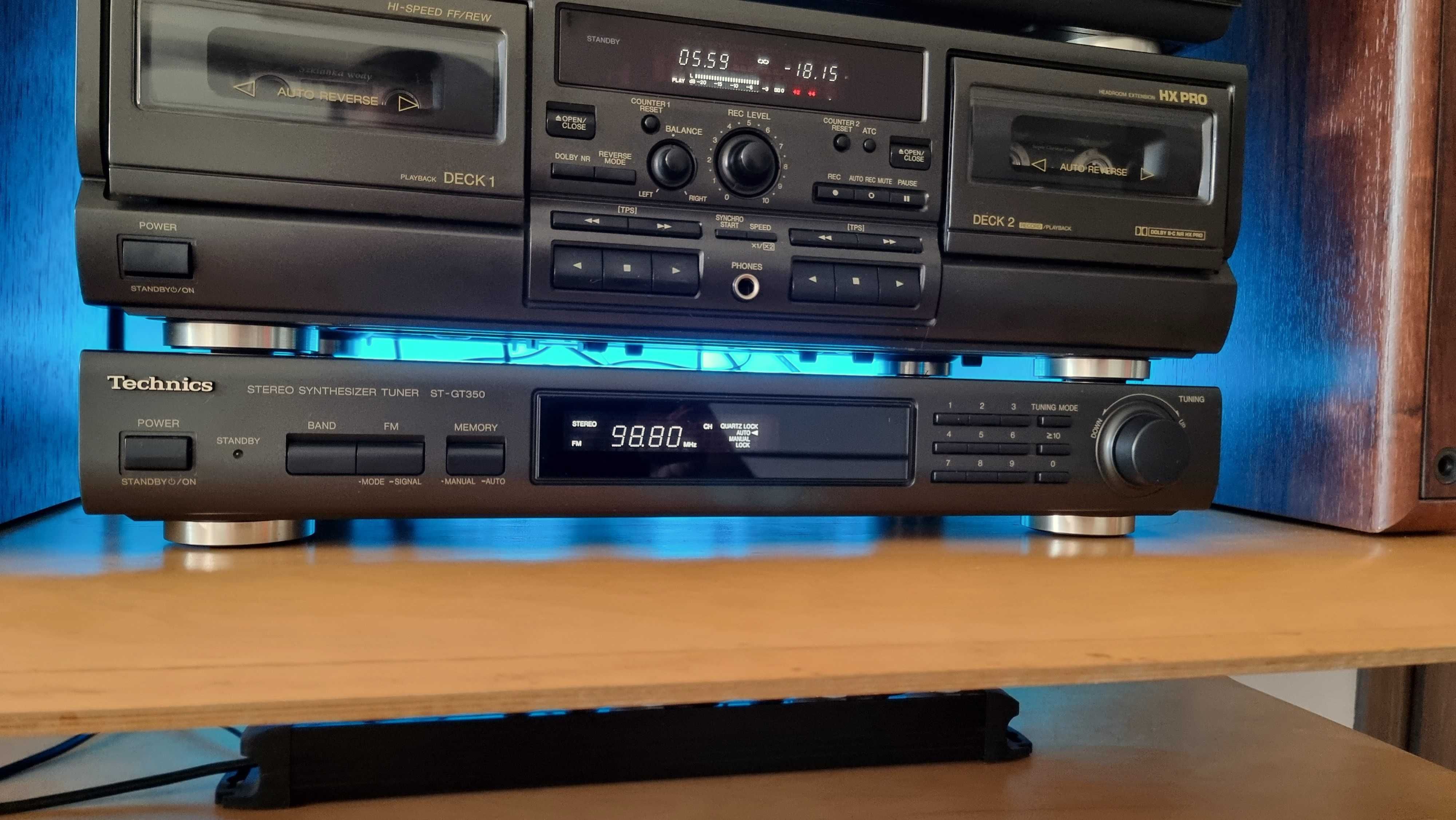 Wieża Technics 6 elementów 2 piloty, stojak na winyle + winyle, CD +