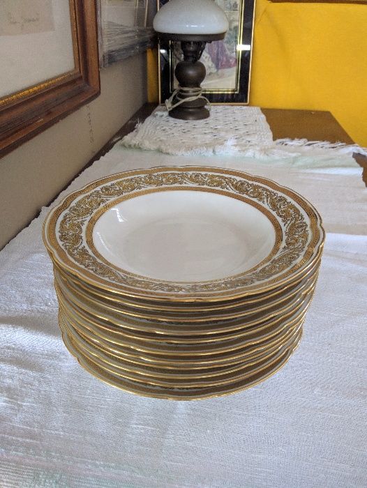 11 Pratos Sopa Bernardaud Vendome Gold White