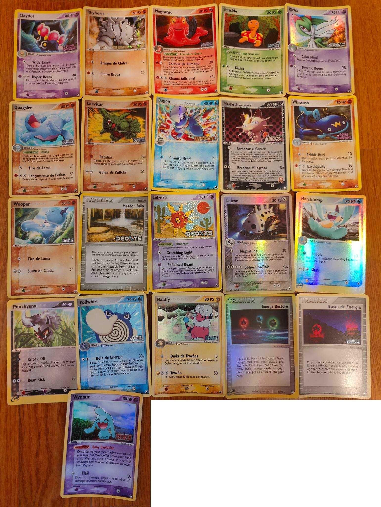 Pokemon cartas Holos brilhantes vintage antigas