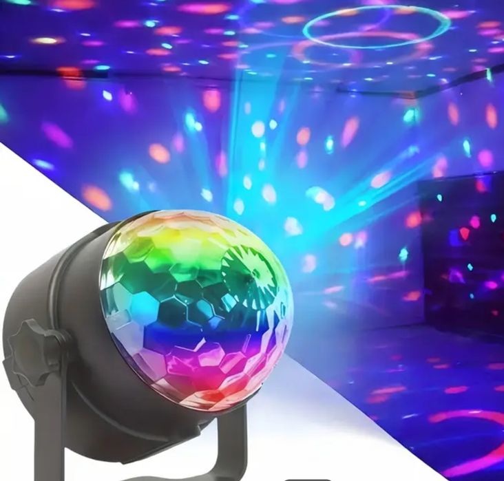 Светодиодный диско-шар, 3D лампа разноцветной подсветки