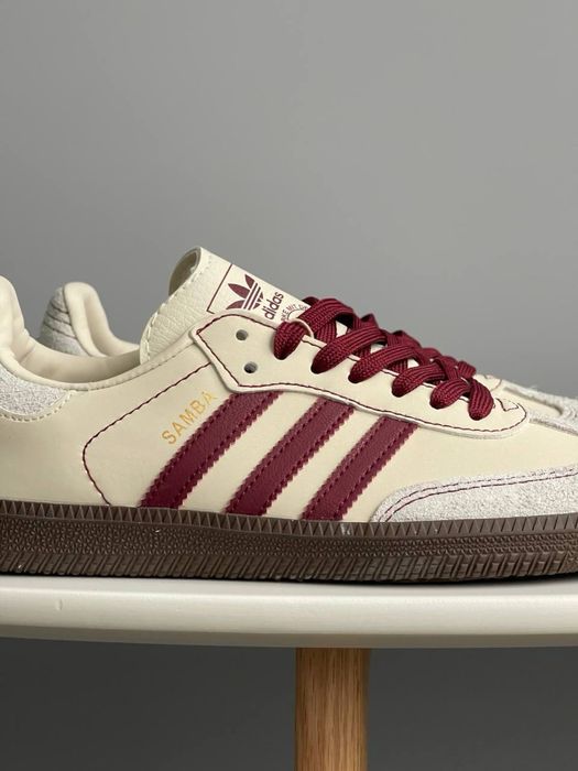 Кросівки Adidas Samba OG Wonder White Maroon (36-41)