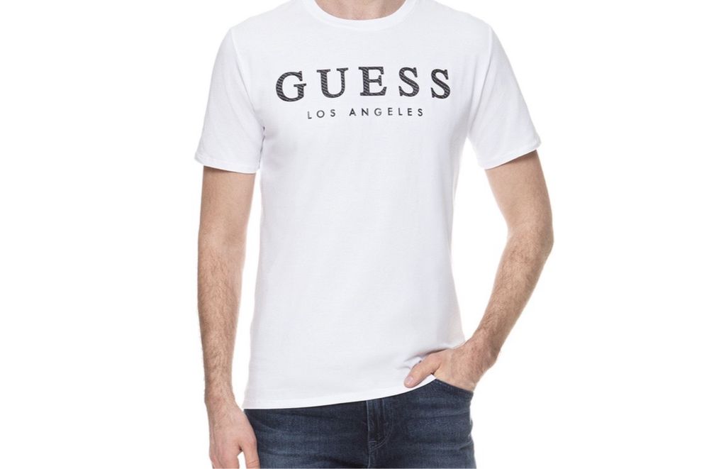 Мужские футболки Guess черные белые Гесс сумка