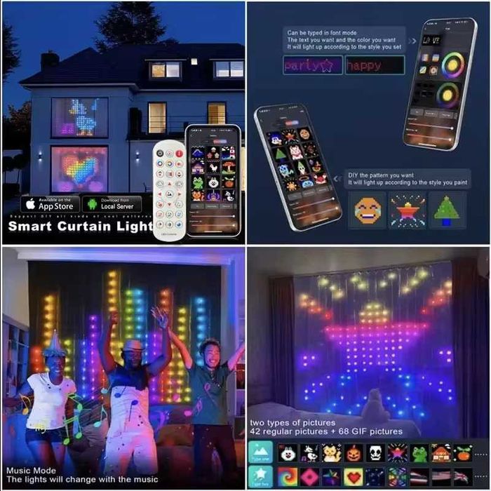 Programowalna kurtyna świetlna 400 LED (1m x 1m)