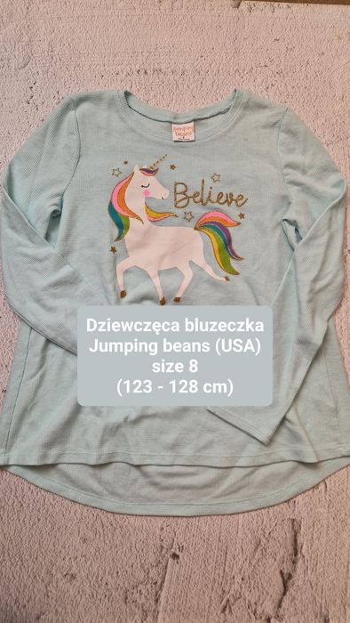 Pastelowa bluzeczka dziewczęca z motywem jednorożca