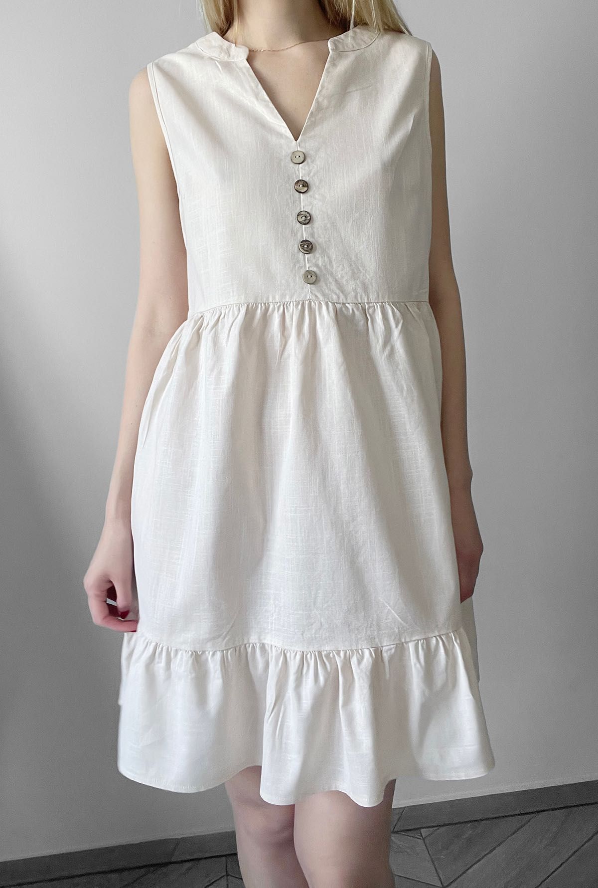 Beżowa sukienka krótka falbanka 100% bawełna wiosna bawełniana nowa