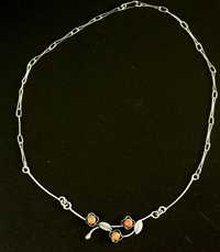 Stare srebro naszyjnik kolia ORNO Koral . Biżuteria PRL vintage unikat