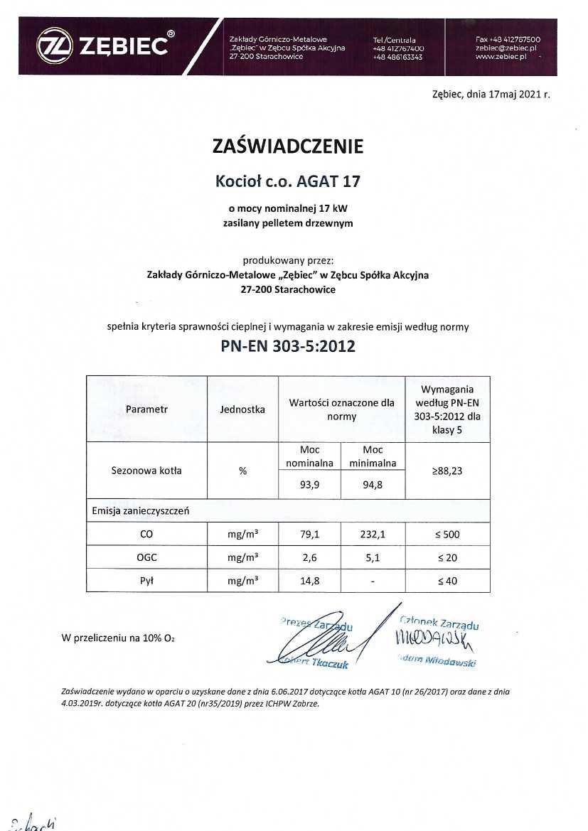 Kocioł, piec na pelet Zębiec AGAT LKP 17 kW - 5 klasa - Ecodesign