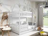 Drewniane piętrowe łóżko dla dzieci ZUZIA domek + materace w cenie