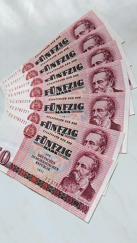 Super seria, banknoty DDR nominał 50 marek stan UNC