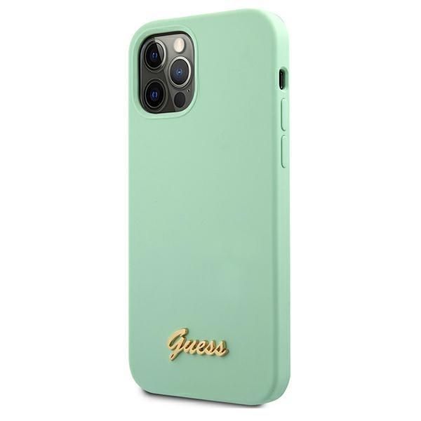 Etui Guess Silicone Vintage do iPhone 12/12 Pro - Zielony Metal Logo