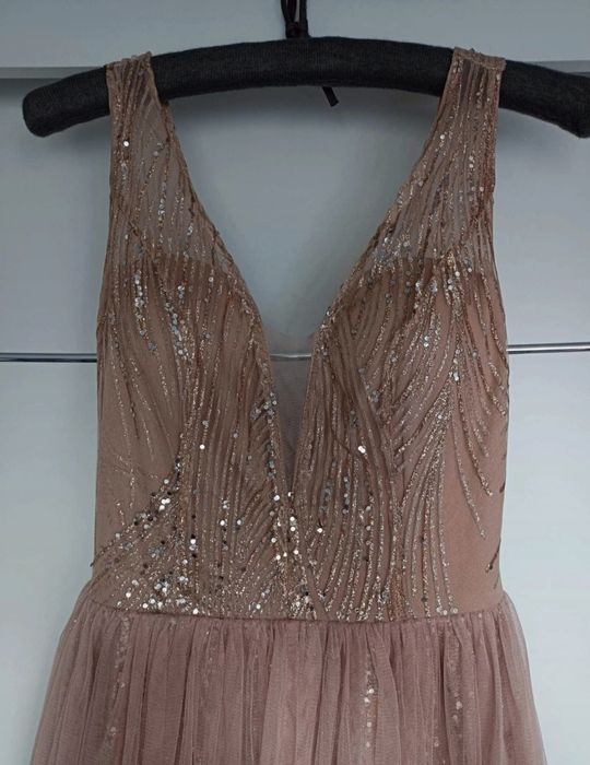 suknia wieczorowa balowa studniówka wesele Golden Rose złota różowa