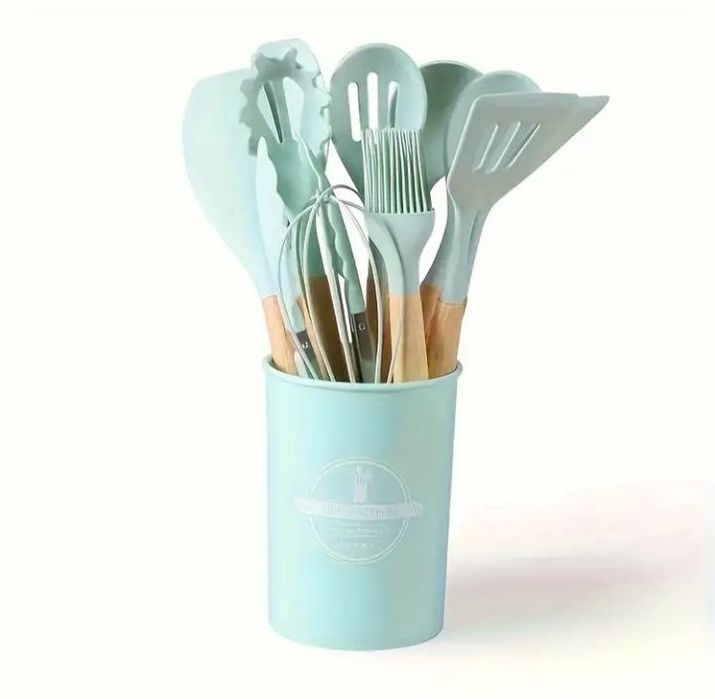 Набір кухонного приладдя бірюзового кольору (м'ятного) 10шт (9 кухонн)