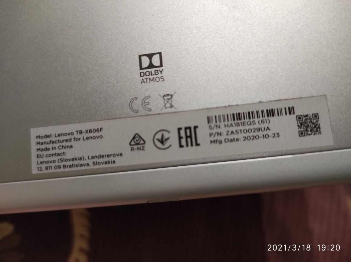 Планшет 10,1 Lenovo tab m10 fhd plus TB-x606F 4/64 2020