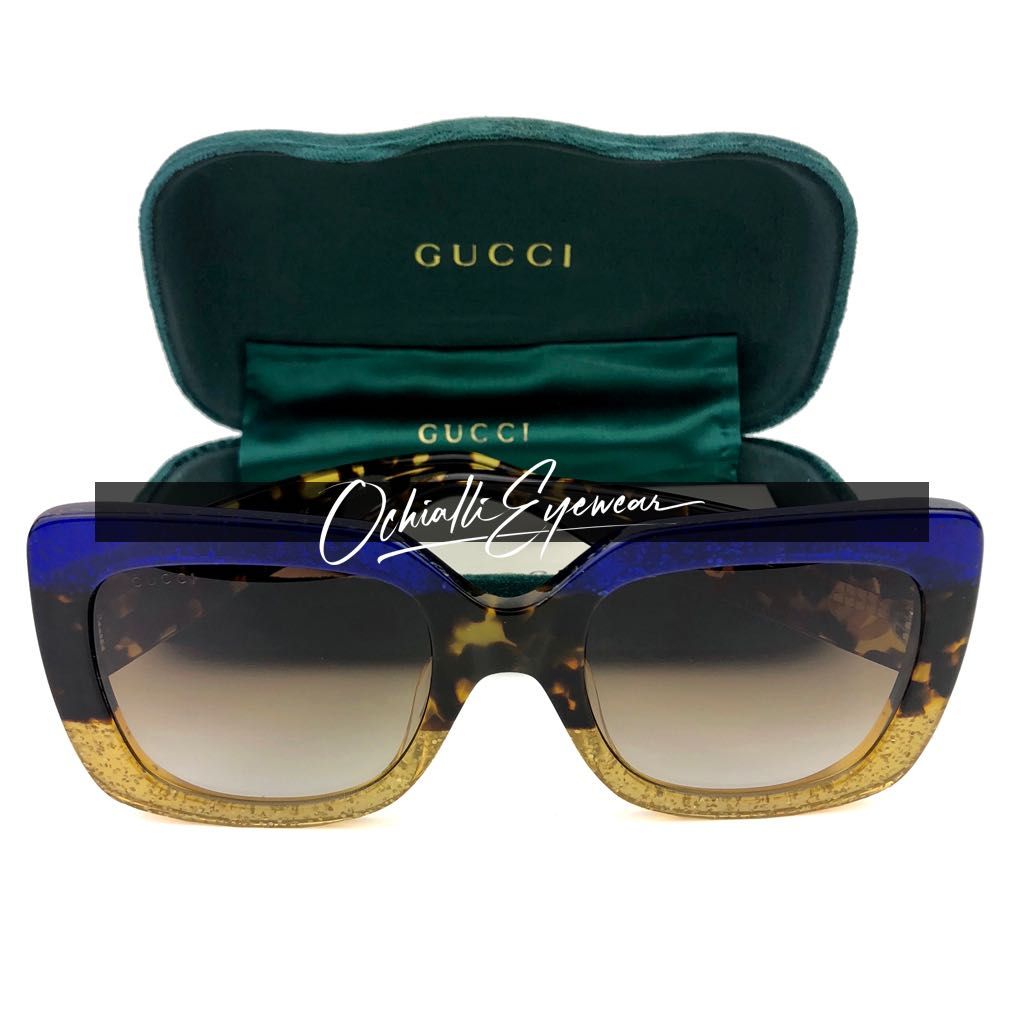 Okulary przeciwsłoneczne Gucci GG0083S niebiesko-złote