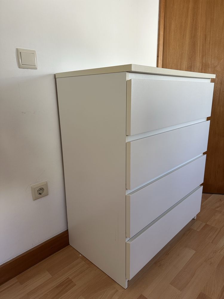 MALM Cómoda c/4 gavetas, branco, 80x100 cm