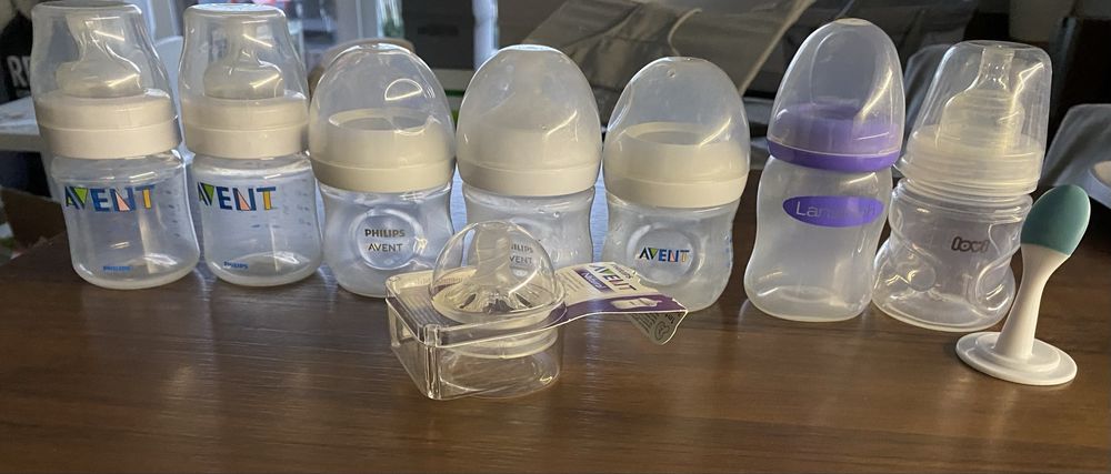 Butelki Philips Avent, Lansinoh, Lovi  - 7 sztuk + smoczki