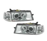 FARÓIS FRONTAIS ANGEL EYES PARA OPEL VECTRA A 88-95 FUNDO CROMADO