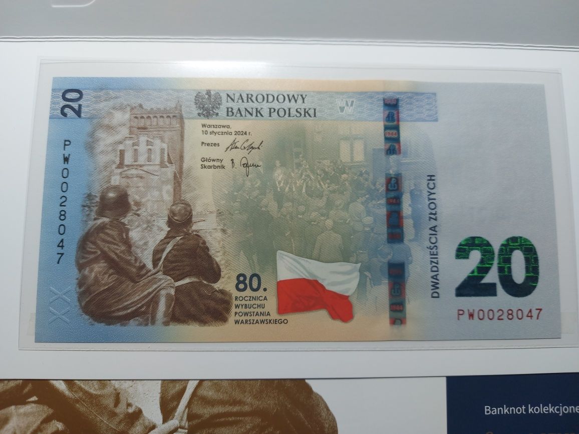 Banknot 80. Rocznica powstania warszawskiego + folder ODBIÓR OSOBISTY